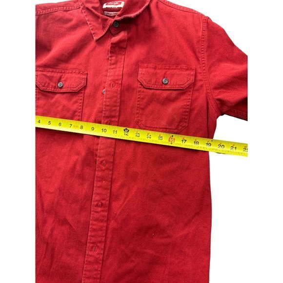 Wrangler Comfort Flex Shirt Red Long Sleeve Mens L‎ | D1 - Picture 5 of 7